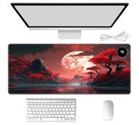 Tapis de souris chauffant pour les mains, tapis de bureau chaud avec 3 niveaux de chauffage et arrêt automatique, 80 x 33 cm, tapis de clavier chauffant en cuir synthétique pour jeu, ordinateur