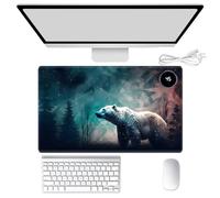 Tapis de souris chauffant pour les mains, tapis de bureau chaud avec 3 niveaux de chauffage et arrêt automatique, 60 x 36,1 cm, tapis de clavier chauffant en cuir synthétique pour jeu, ordinateur