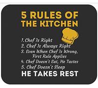 Tapis De Souris Chef Cook Chefs 5 Rules of Kitchen Funny Chef Rules Mouse Pad Parfait sous-Main Doux Tapis De Bureau pour Travail Voyage Table 25X30CM