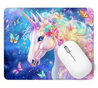 Tapis de Souris Cheval, 22 x 18 cm Tapis de Souris Gamer Mousepad, ase en Caoutchouc Imperméable et Antidérapante, Carré Papillon Mouse Pad avec Bords Surpiqués, Noël Décoration Cadeaux p1j-962