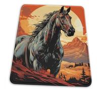 Tapis De Souris, Cheval Coucher De Soleil Far West Western Vintage Base en Caoutchouc Mouse Pad Antidérapante Tapis De Gaming pour Claviers Pc Bureau 25X30cm
