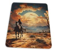 Tapis De Souris, Cheval De Cow-Boy Coucher De Soleil Western Vintage Portable Mouse Pad Moderne Tapis De Gaming pour Pc Claviers Bureau 25X30cm