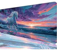 Tapis de Souris Cheval Tapis de Souris Gaming XXL 600x400x3mm, Océan Mouse Pad Imperméable et Antidérapant Les Bords à Double Couture Assurent Durabilité, Tandis Tissu Microfibre Cadeaux Homme N1-336