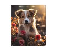 Tapis De Souris, Chiens Et Roses Tapis De Souris Gaming Base en Caoutchouc Tapis De Souris Gamer Moderne Mousepad pour Souris Bureau 25X30Cm
