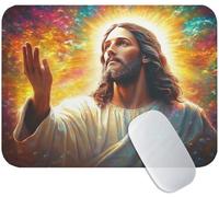 Tapis de Souris Christ 20 x 15 cm, Tapis Souris Gaming Jésus, Mouse Pad avec Base Anti-Dérapante en Caoutchouc, Améliore la Précision et la Vitesse, Petit Portable Mouse Pad pour Gamer, Bureau M3-800
