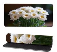 Tapis de Souris ChrysanthèMe, Tapis de Souris XXL Blanc 700x300x3mm, Large Mouse Pad Gaming, Coudre Les Bords, Antidérapant Rubber Base Mouse Pad, for Office and Gaming, Cadeaux pour Hommes MM-331