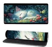 Tapis de Souris ChrysanthèMe, Tapis de Souris XXL Chat 800x400x3mm, Large Mouse Pad Gaming, Coudre Les Bords, Antidérapant Rubber Base Mouse Pad, for Office and Gaming, Cadeaux pour Hommes MM-333