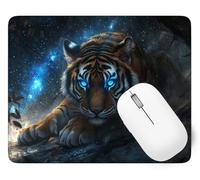 Tapis de Souris Ciel étoilé, 22 x 18 cm Tapis de Souris Gamer Mousepad, ase en Caoutchouc Imperméable et Antidérapante, Carré Tigre Mouse Pad avec Bords Surpiqués, Noël Décoration Cadeaux p1j-954