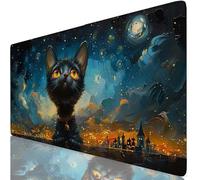 Tapis de Souris Ciel Étoilé Tapis de Souris XXL 500 x 250 mm, Mouse Pad Chat avec Base Anti-Dérapage, Design Durable et Imperméable, Améliore la précision et la Vitesse, Accessoire Bureau K0-1213