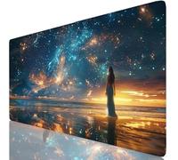 Tapis de Souris Ciel Étoilé Tapis de Souris XXL 500 x 250 mm, Mouse Pad Jaune avec Base Anti-Dérapage, Design Durable et Imperméable, Améliore la précision et la Vitesse, Accessoire Bureau K0-387