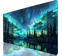 Tapis de Souris Ciel Étoilé Tapis de Souris XXL 700 x 400 mm, Mouse Pad Vert avec Base Anti-Dérapage, Design Durable et Imperméable, Améliore la précision et la Vitesse, Accessoire Bureau Gamer K0-941