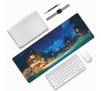 Tapis de Souris Ciel Étoilé Tapis de Souris XXL 800x300x3mm Cabine Mousepad, Mouse Pad avec Bords Surpiqués Base et Caoutchouc Antidérapante pour Bureau/Maison Decoration Bureau Desk, Cadeau 0E-883