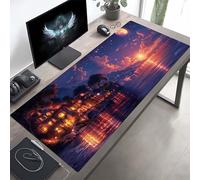 Tapis de Souris Ciel Grand Tapis Souris XXL, Noir Mouse Pad Bureau Gamer, à Bords Cousus, Base en Caoutchouc Antidérapante, sous Main pour Clavier et Mouse Pad, Cadeau 100 x 40 cm PjY9696 B-O