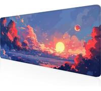 Tapis de Souris Ciel, Jaune Tapis Souris XXL 70 x 30 cm Mouse Pad Gaming Accessoire, Lavable, Caoutchouc Antidérapante, Haute Précision et Vitesse, Surface Antidérapante, pour Gamer PjY4572 W-E