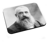 Tapis de souris Claude monet peintre portrait noir et blanc vintage Noir G