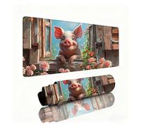 Tapis de Souris Cochon Tapis de Souris XXL Chrysanthème Mouse Pad 600x300x3mm, Base Caoutchouc Anti-Dérapant, Améliore la Précision et la Vitesse, Texturée Résistant à Usure Lavable, Durable 0B-79
