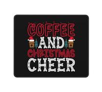 Tapis De Souris Coffee and Christmas Cheer sous-Main Comfortable Mouse Pad Parfait Mousepad pour Table Voyage Travail 25X30CM