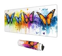 Tapis de Souris Coloré 1200x600 mm Grand Tapis de Souris Gaming Imperméable Mouse Pad Papillon Accessoire Bureau, Mouse Pad avec Bords Cousus et Base en Caoutchouc Antidérapante pour Cadeau Homme J-91