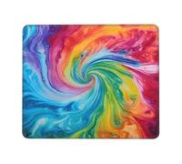 Tapis de souris coloré tie-dye tourbillon avec bords cousus base en caoutchouc antidérapant pour ordinateur portable 22 x 18 cm