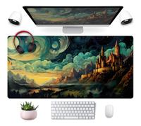 Tapis de souris cool et esthtique en forme de chteau - Tapis de bureau mignon nuageux et toil - Dcoration de bureau - Tapis de souris anim