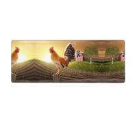 Tapis de souris coq sur bois dans les terres agricoles 30,5 x 80 cm