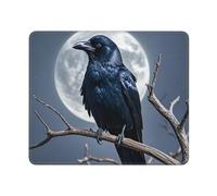 Tapis de souris corbeau de nuit pour homme et femme, tapis de souris d'ordinateur avec base en caoutchouc antidérapant, tapis de clavier pour le travail