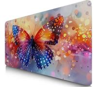 Tapis de Souris Couleur 520x250x3mm sous Main Bureau avec Base Anti-Dérapage Papillon Tapis de Souris Gamer Imperméable, Mouse Pad avec Coutures sur Les Bords, Accessoire Bureau pour Gamer F0-1153