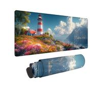 Tapis de Souris Couleur 800 x 400 mm Tapis de Souris Gamer Phare, Accessoire Bureau Travail Grand avec Base en Caoutchouc Antidérapant Surface, Gaming Accessoire Étanche pour Gamer, Portable -TL12VM