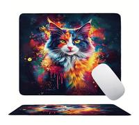 Tapis de Souris Couleur Cat(3), Petit Tapis de Bureau Gaming, Mouse Pad Antidérapant Ultra-Mince, Surface Lisse Améliore la Précision et Vitesse, Bords Surpiqués Anti-Effilochage 22x18 cm s0z-400