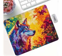 Tapis de Souris Couleur Loup, Mini Tapis de Bureau Gaming, Antidérapant et Étanche avec Bords Cousus, Surface Lisse pour la Précision, pour PC Bureau Maison Travail Jeux 200 x 150 x 3mm d0d-383