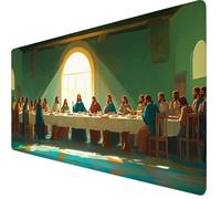 Tapis de Souris Couleur Moutarde Tapis de Souris Gamer XXL 700x300x3mm Mouse Pad la Dernière Cène, Bords Surpiqués, Base en Caoutchouc Imperméable et Antidérapante, Travail, Jeux, Cadeau Homme Y7-752