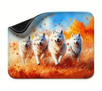 Tapis de Souris Couleur Orange Loup Tapis de Souris Gamer, Mouse Pad Petit 250 x 210 x 3 mm, sous-Main Bureau avec Bords Cousus, Surface Résistant à Usure, Base en Caoutchouc Antidérapante t0s-592