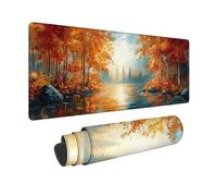 Tapis de Souris Couleur Orange Tapis Souris XXL 600 x 300 mm, sous Main Bureau Automne Mouse Pad avec Bords Cousus, Imperméable Base en Caoutchouc Antidérapant Surface pour Bureau, Gaming -zjn2509HP