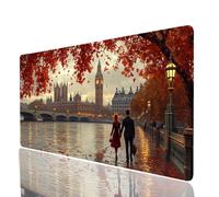 Tapis de Souris Couple Imperméable Tapis Souris XXL 70x30x0.3cm, Gaming Mouse Pad Londres Cousez Les Bords Base en Caoutchouc Antidérapante, Mouse Pad pour Ordinateur Portable Clavier Gamer JXL-0295