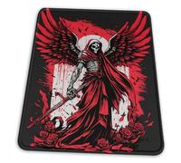 Tapis De Souris, Crâne Ange Dieu Faucheuse Squelette Rouge Optimisé Mousepad Bords Cousus sous Main Bureau pour Pc Claviers Bureau 25X30cm