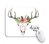 Tapis De Souris Crâne De Vache Bohème À L'Aquarelle Et Feuilles De Palmier Tropicales Western Tapis Souris Résistant À Usure Tapis De Souris Carré, pour Ordinateur, 25 x 30cm
