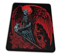 Tapis De Souris, Crâne Faucheuse Ange Dieu Squelette Rouge Optimisé Mouse Pad Base en Caoutchouc Tapis De Gaming pour Joueurs Ordinateur Bureau 25X30cm