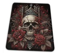 Tapis De Souris, Crâne Gothique Roses Rouges Fantôme Dieu Noir Optimisé Mouse Pad Base en Caoutchouc Tapis Souris pour Ordinateur Pc Claviers 25X30cm