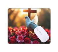 Tapis de Souris Croix de Colombe de Paix Tapis de Souris Gamer, Tapis de Souris 32 x 26 cm sous Main Bureau Imperméable Tapis Souris, Bords Surpiqués Tapis de Bureau pour Bureau Decor, Cadeaux T-3751