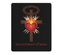 Tapis De Souris Croix du Sacré-Cœur De Jésus avec Couronne D'Épines Résistant À Usure Mouse Pad Durable Tapis De Souris Gaming pour Gamer Pc Gaming 25X30Cm