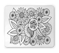 Tapis De Souris Croquis Art Vue De Dessus Arrangement De Fleurs Livre De Coloriage Style Doodle Éléments Bureau Tapis Souris Doux Tapis De Souris D'Ordinateur, pour Maison, Ordinateur, 25x30cm