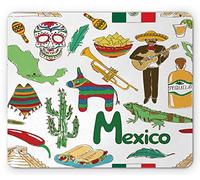 Tapis De Souris Croquis Coloré Amusant Mexicain Mexique Chili Pyramide Nachos Cactus Musique Poncho Modèle Tapis De Souris Carré Doux Tapis Souris, pour Ordinateur, Ordinateur Portable, 25x30cm