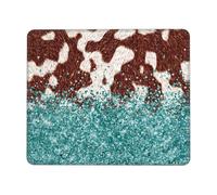 Tapis De Souris Cuir De Vachette Western Country Cowboy Turquoise Sarcelle Et Marron Tapis De Souris Gaming Accessoire Bureau Moderne Accessoires De Jeu Mac Et Pc Pour Clavier Pc Souris 25X30Cm