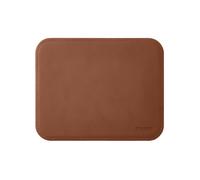 Tapis de Souris Cuir Marron Orange Coins Ronds Coutures Artisanales Antidérapant