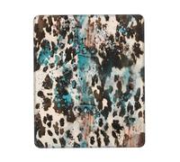 Tapis De Souris, Cuir Travaillé Country Western Teal Souris De Gaming Base en Caoutchouc Mouse Pad Portable Tapis Souris pour Pc Bureau 25X30Cm