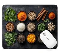 Tapis de Souris Cuisine Tapis de Souris 340 x 280 mm Bords Cousus, A-3033 | Épices Mouse Pad Petit, avec Imperméable et Antidérapante Mousepad, pour PC Gamer Bureau Decor, Cadeaux pour Hommes A-3033