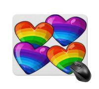 Tapis De Souris Cœurs De La Gay Pride Aux Couleurs De L'Rainbow Base en Caoutchouc Anti-Dérapant Tapis De Souris Gaming Lavable Gamer Mouse Pad pour Bureau Maison Pc 25X30Cm