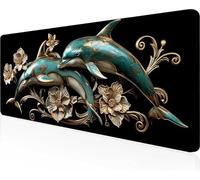 Tapis de Souris Dauphin, Noir Tapis Souris XXL 80 x 40 cm Mouse Pad Gaming Accessoire, Lavable, Caoutchouc Antidérapante, Haute Précision et Vitesse, Surface Antidérapante, pour Gamer PjY7074 H-P