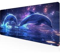 Tapis De Souris Dauphin,Sous Main Bureau Ciel Étoilé Tapis De Souris XXL Gaming 1600x800x3mm Protege Bureau Base AntidéRapante,Durable ImperméAble Tissu Texturé Microtissu AméLiore PréCision Y1-861