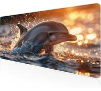 Tapis De Souris Dauphin,Sous Main Bureau Flots Tapis De Souris XXL Gaming 900x400x3mm Protege Bureau Avec Base AntidéRapante,Durable Et ImperméAble Tissu Texturé Microtissu AméLiore PréCision Y1-669